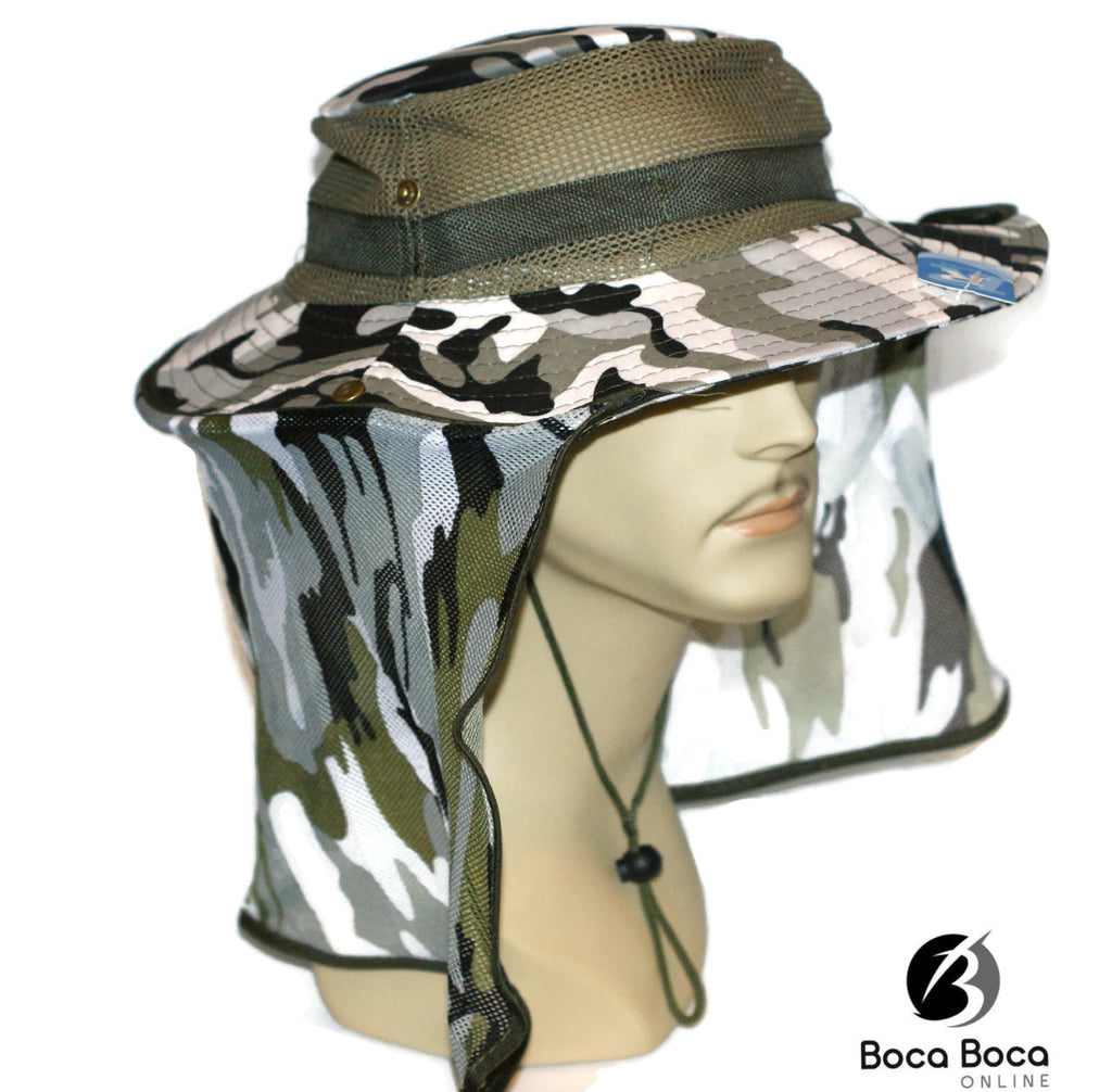 Boonie Outdoor Safari Summer Camouflage Hat w/Neck Flap & Sun Protecti –